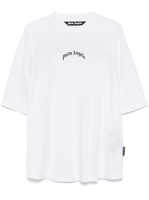 White crew neck logo t-shirt PALM ANGELS | PMAA002S25JER0010310